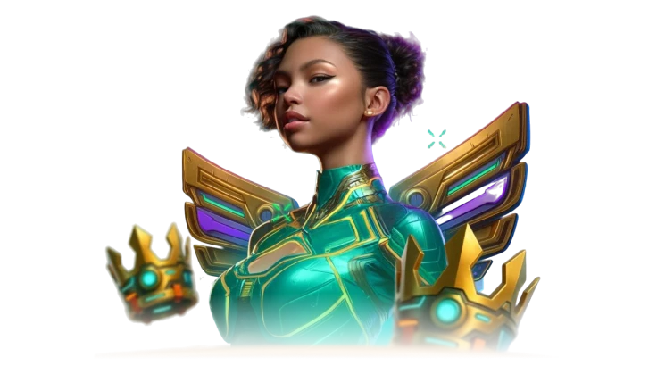 JeetCity Casino Heldin mit Münzen und Magieeffekten